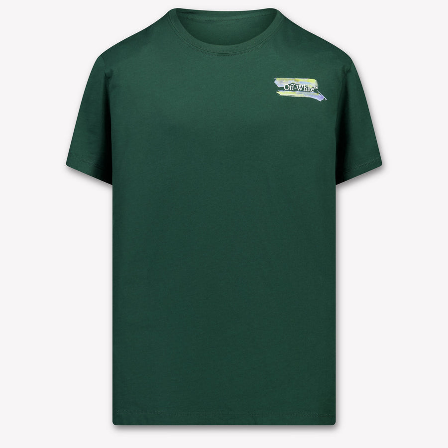 Off-White niños Chicos Camiseta adentro Verde Oscuro
