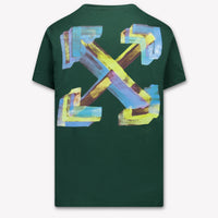 Off-White niños Chicos Camiseta adentro Verde Oscuro