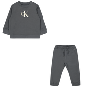 Calvin Klein baby unisex jogging kostym mörkgrå