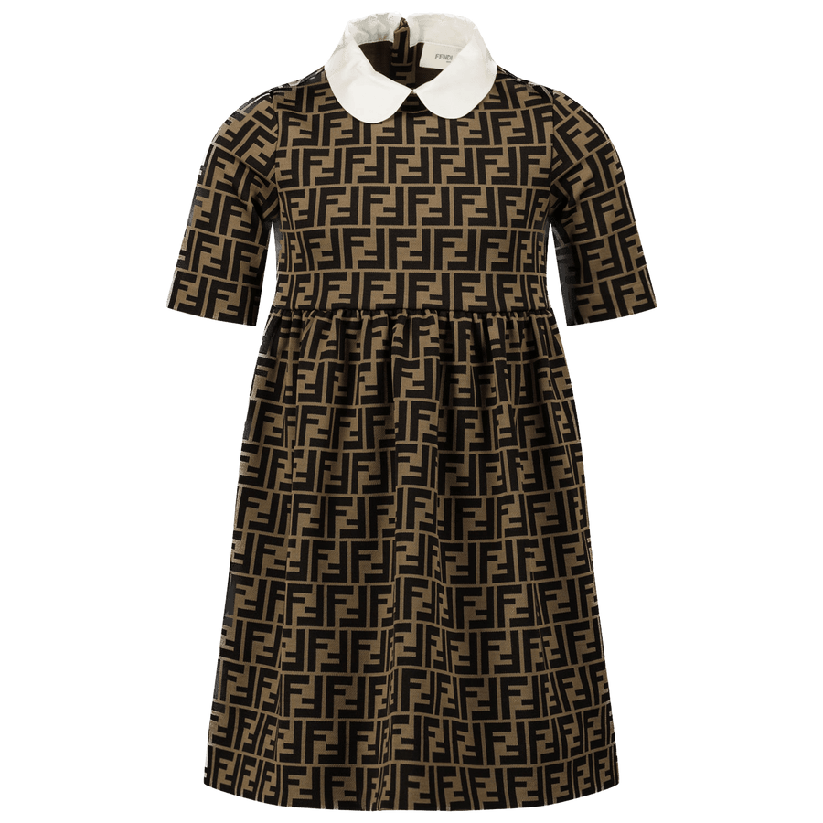 Fendi Kinder Meisjes Jurk Bruin 3Y