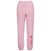 Pantalones de niñas infantiles blancos rosa