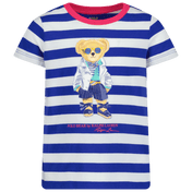 T-shirt de garotas infantis de Ralph Lauren azul