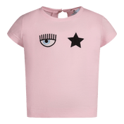Chiara Ferragni Baby Girls tričko světle růžové