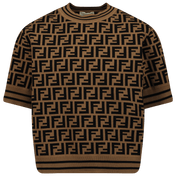 Fendi Children's Girls T-shirt Brown