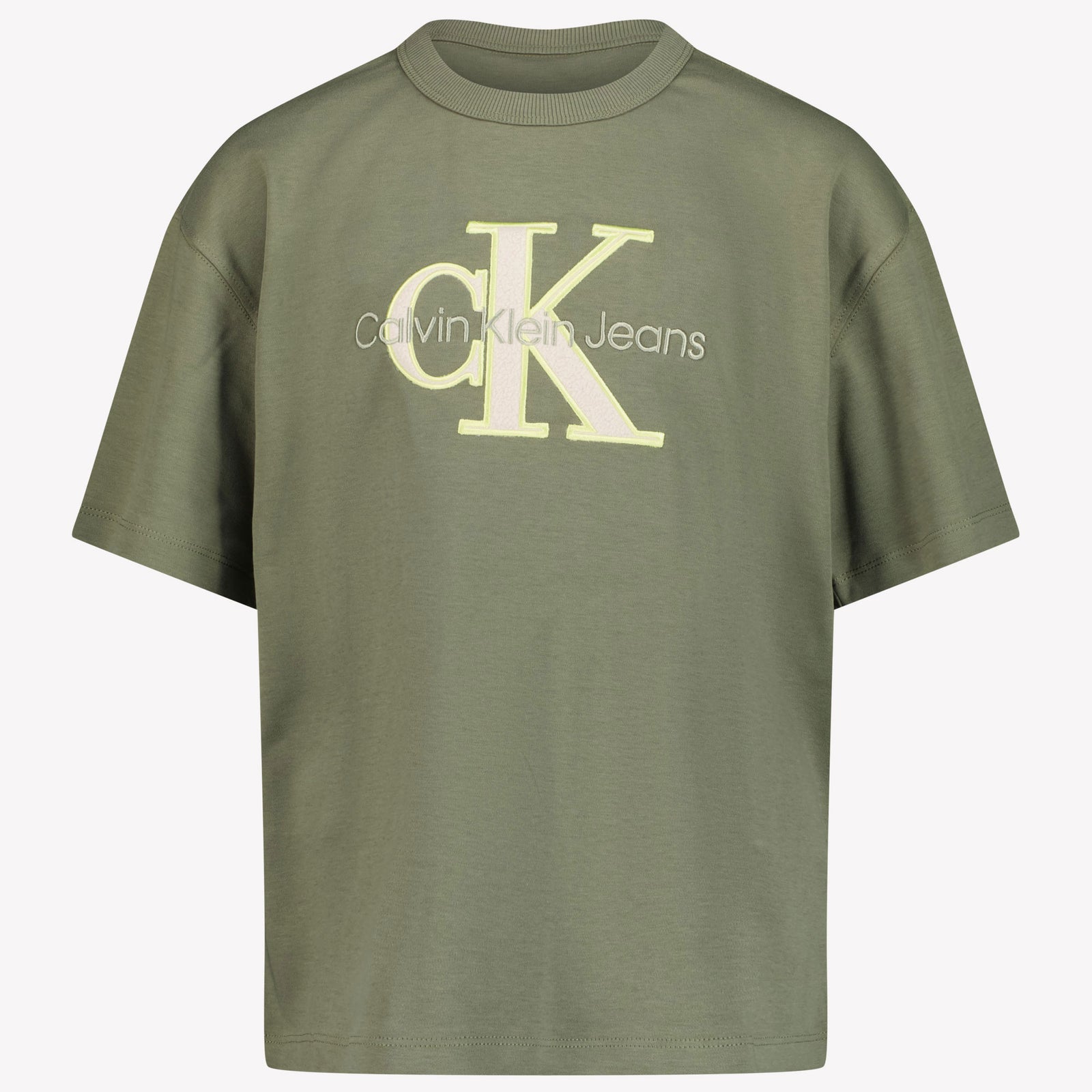 Calvin Klein Kinderjungen im T-Shirt Olivgrün