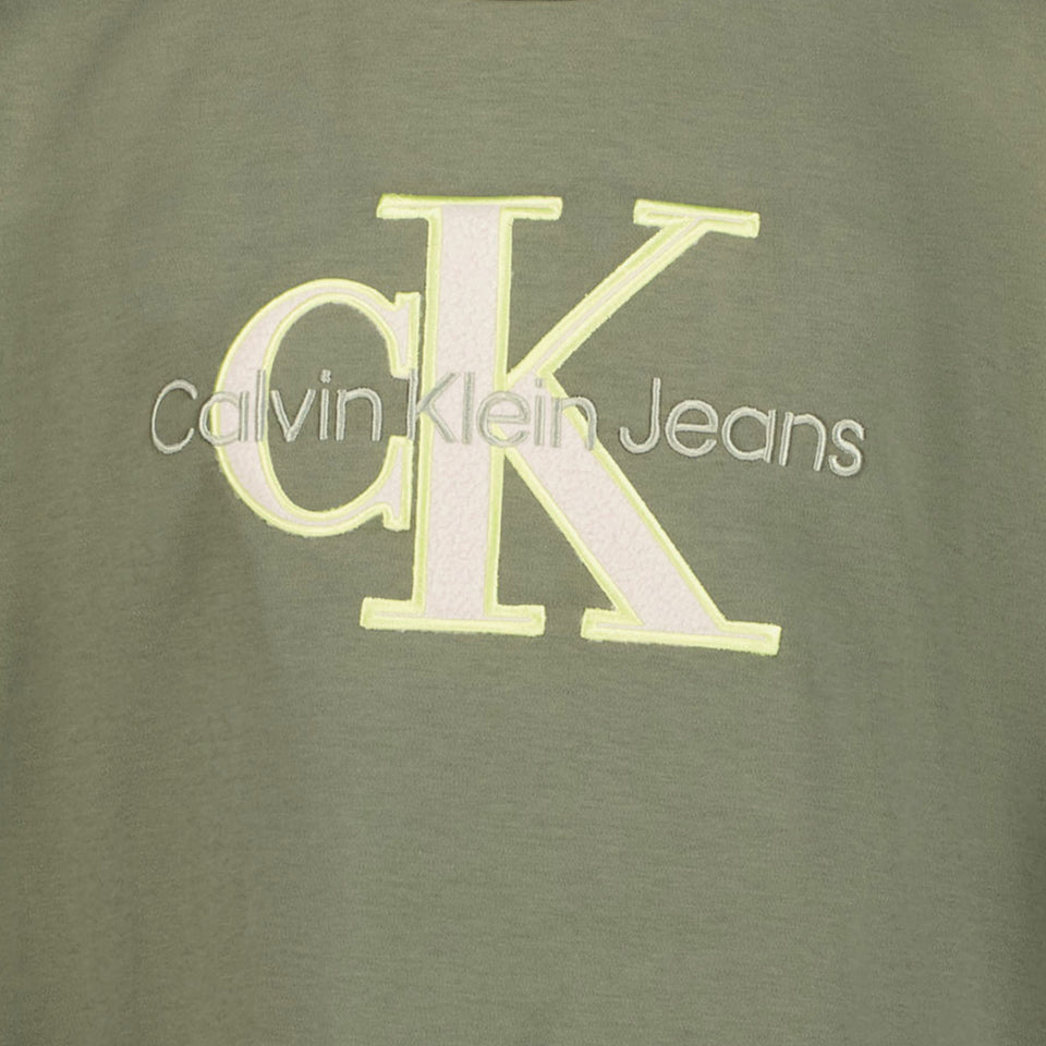 Calvin Klein Kinder Jongens T-Shirt In Olijf Groen