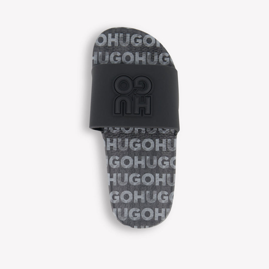 Hugo Kinder Garçons Pantoufles dans Noir