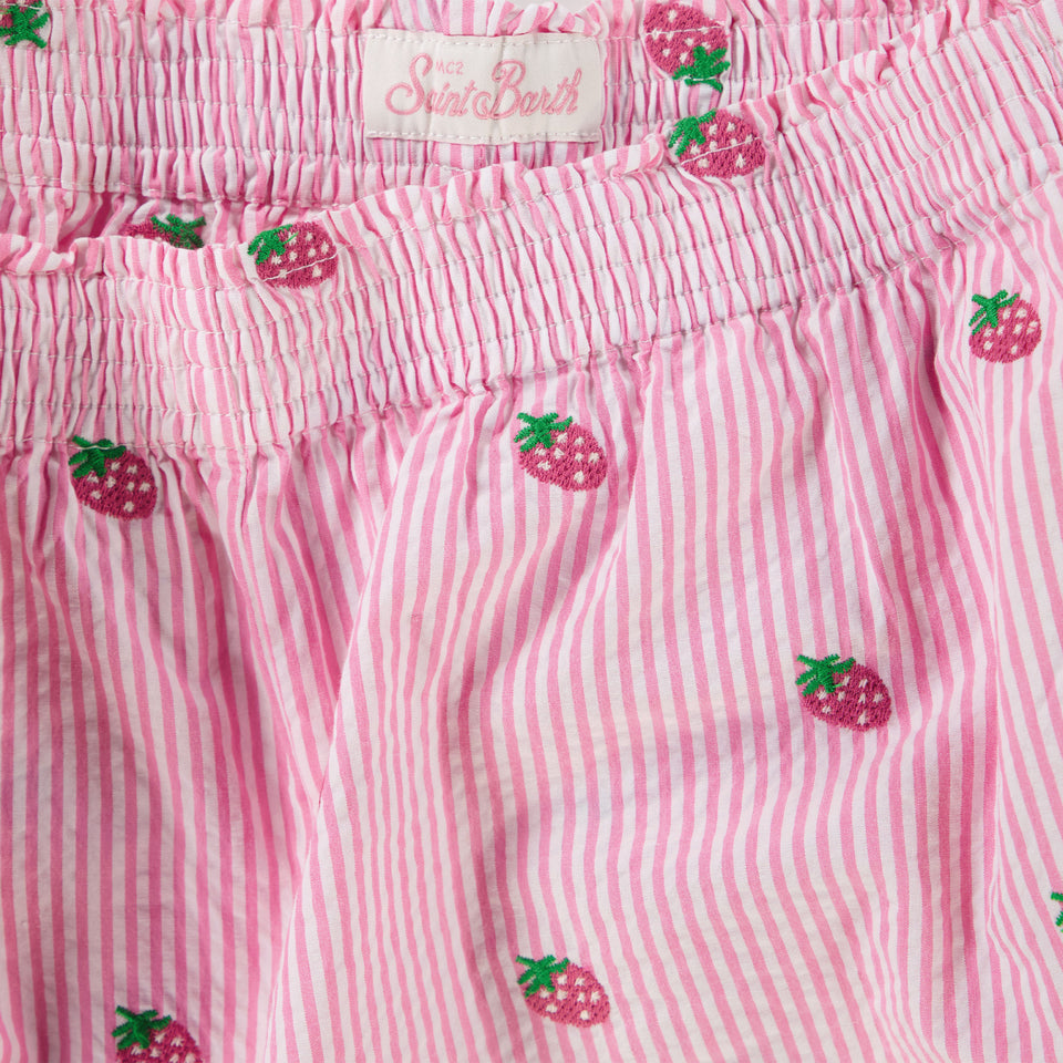 MC2 Saint Barth Kids Girls Shorts  Pink