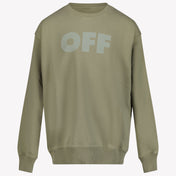 Off-White Niño Chicos Suéter en Verde Oliva