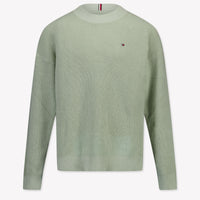 Tommy Hilfiger Enfant Garçons Pull Vert-Clair
