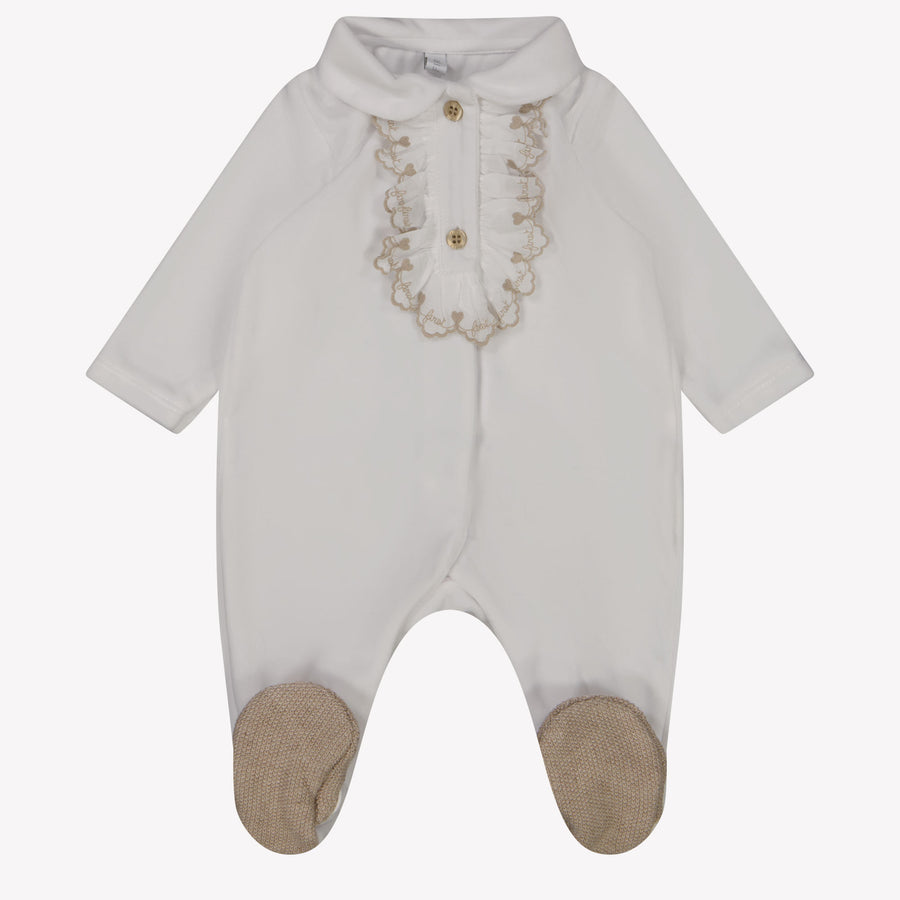 First Bebé Unisex Traje de caja Blanco