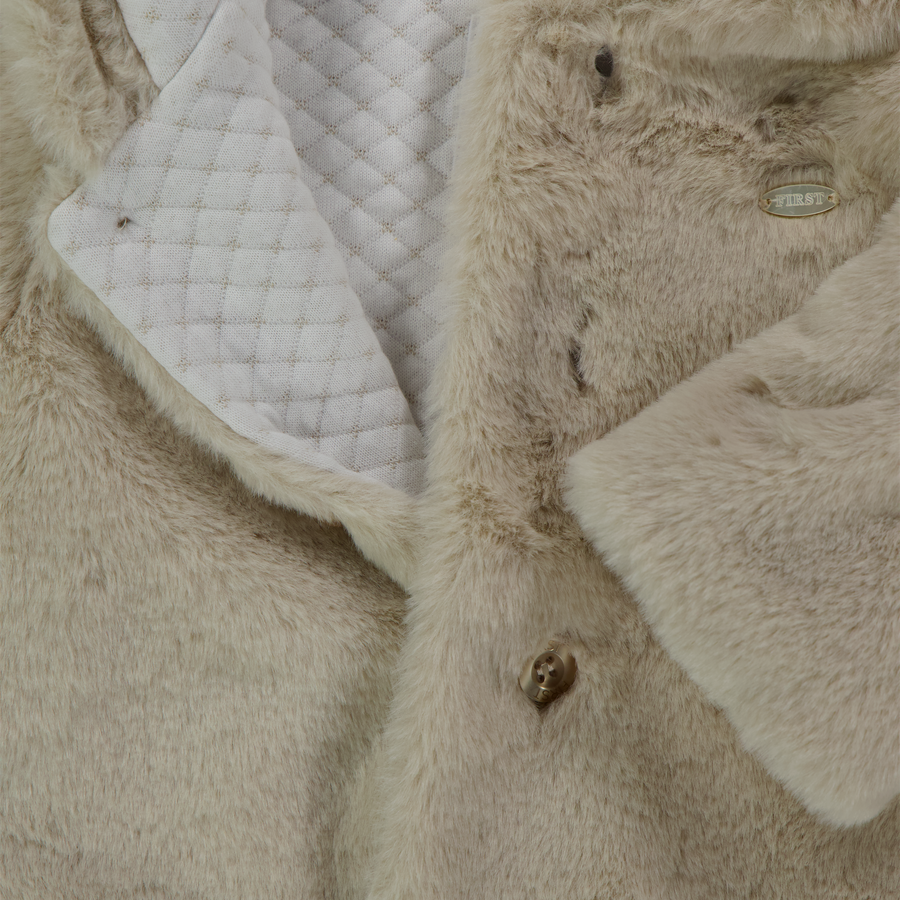 First Bebé Chicas Chaqueta de piel sintética en Beige
