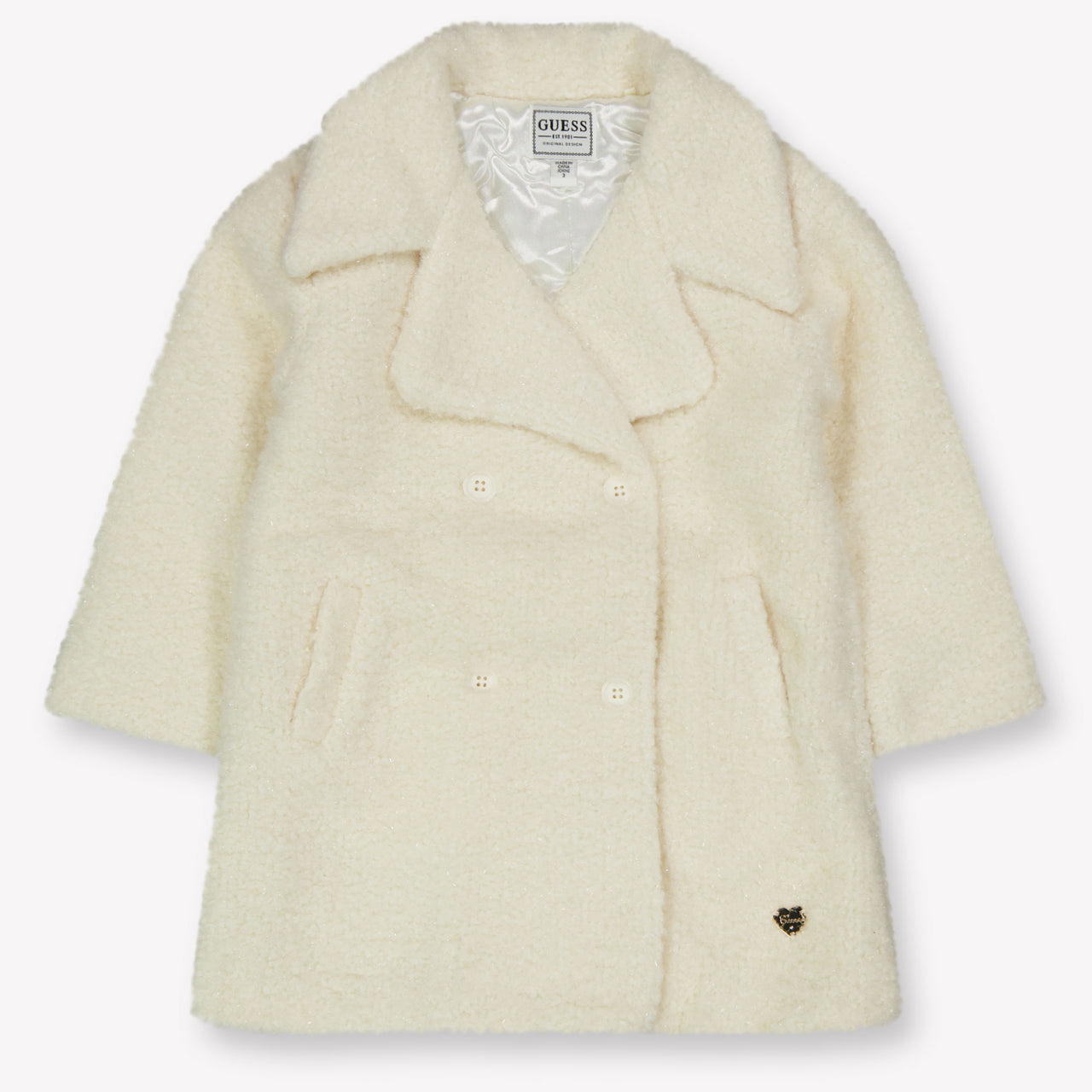 Guess Enfant Filles Vestes en fausse fourrure en blanc
