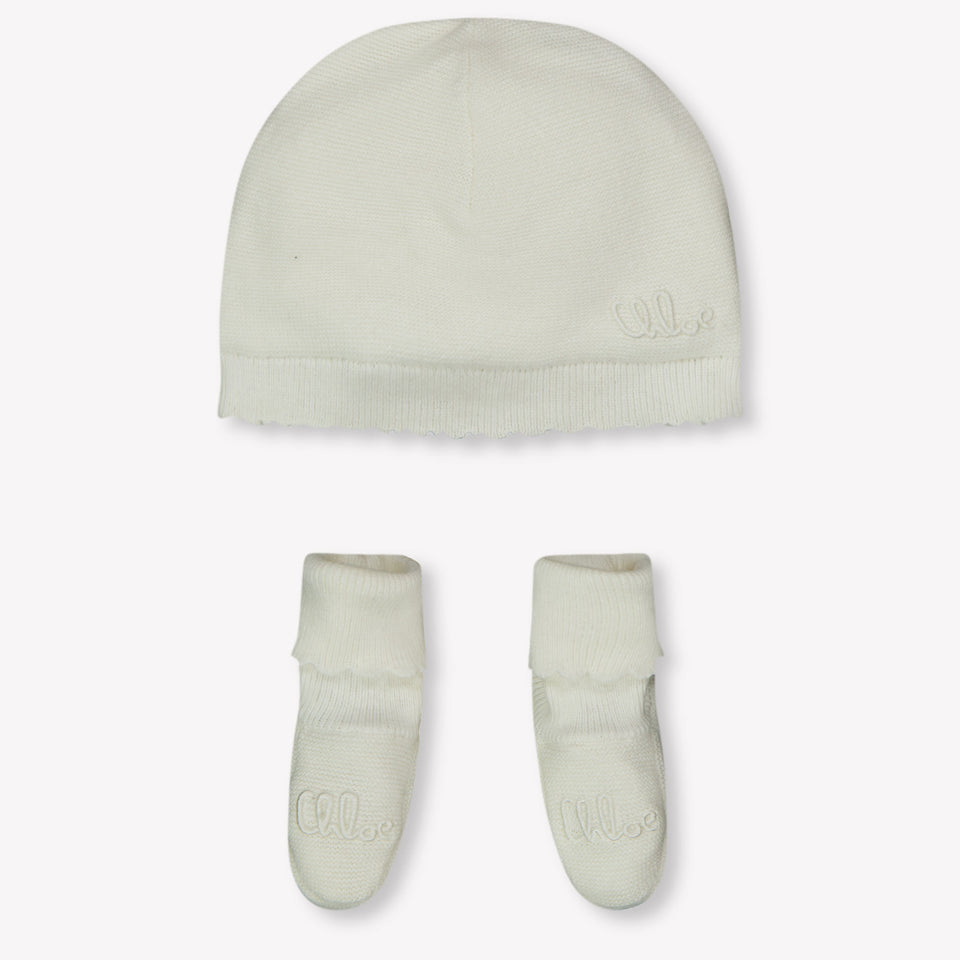 Chloe Bebé Chicas Sombrero Blanco Roto