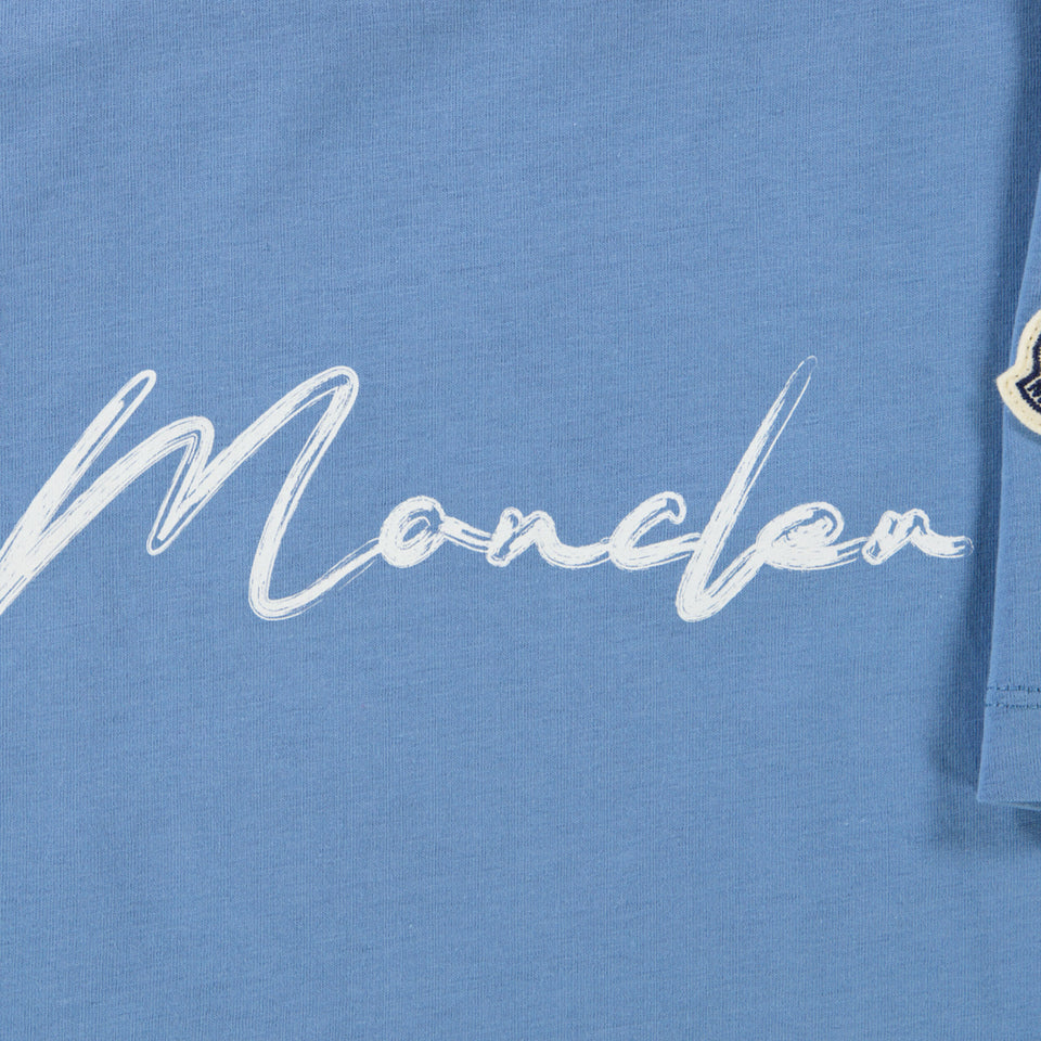 Moncler Kinder Jongens T-Shirt In Licht Blauw