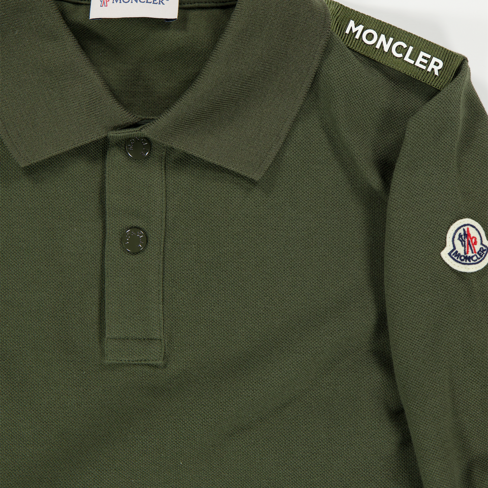 Moncler Enfant Garçons Polo Vert Foncé
