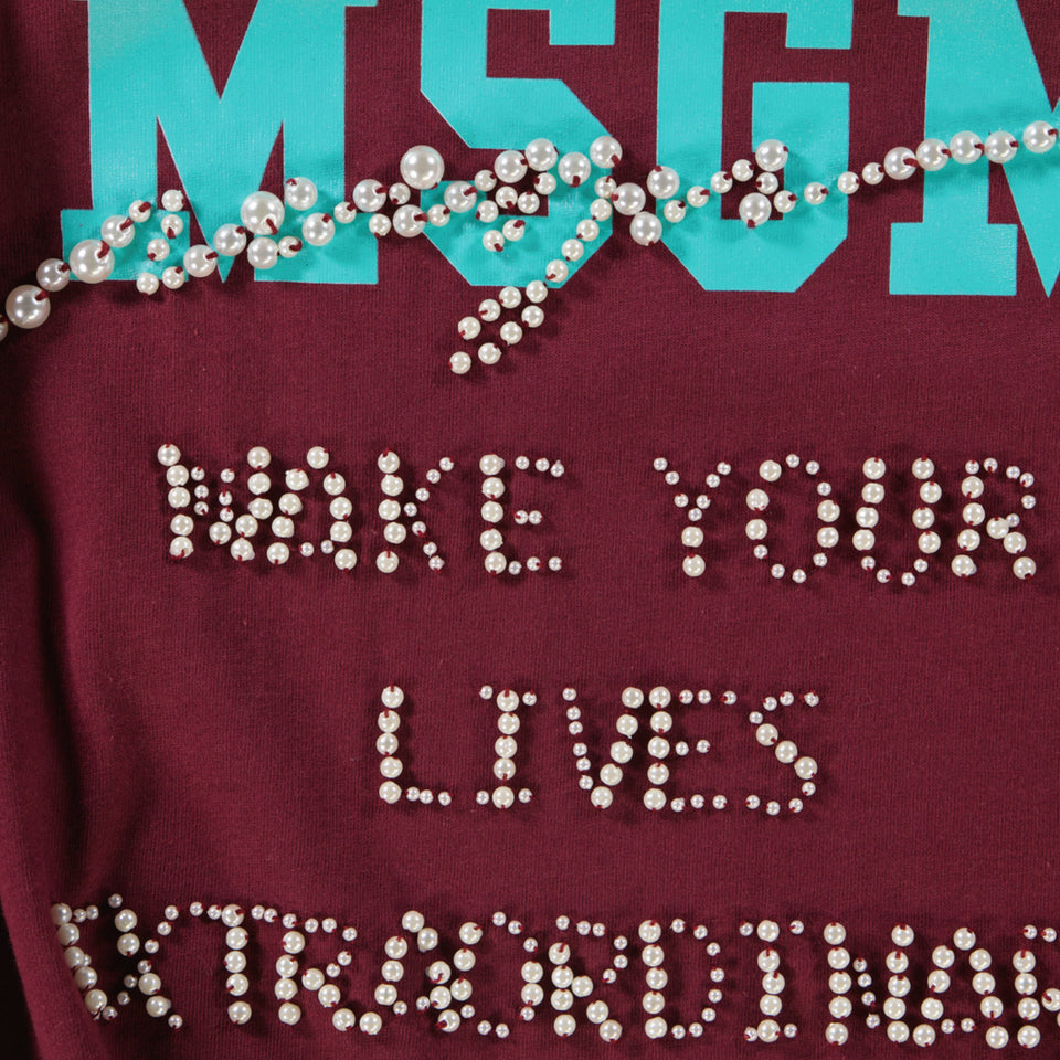 MSGM Ragazzo Ragazze Maglietta dentro Bordeaux
