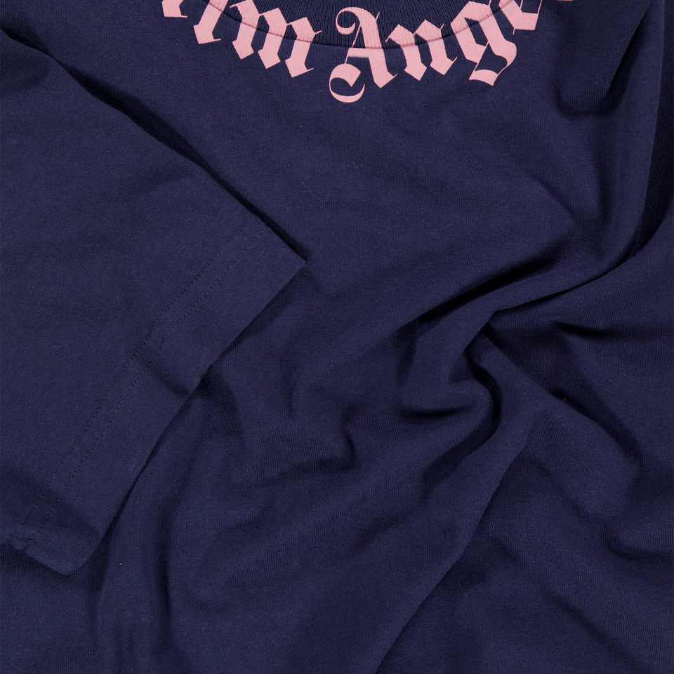Palm Angels Kids Girls  T-Shirt Navy