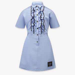 Fendi Enfant Filles Robe Bleu Clair