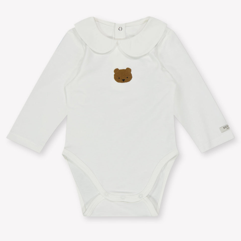 Donsje Amsterdam Bear Baby Unisexe Romper en blanc