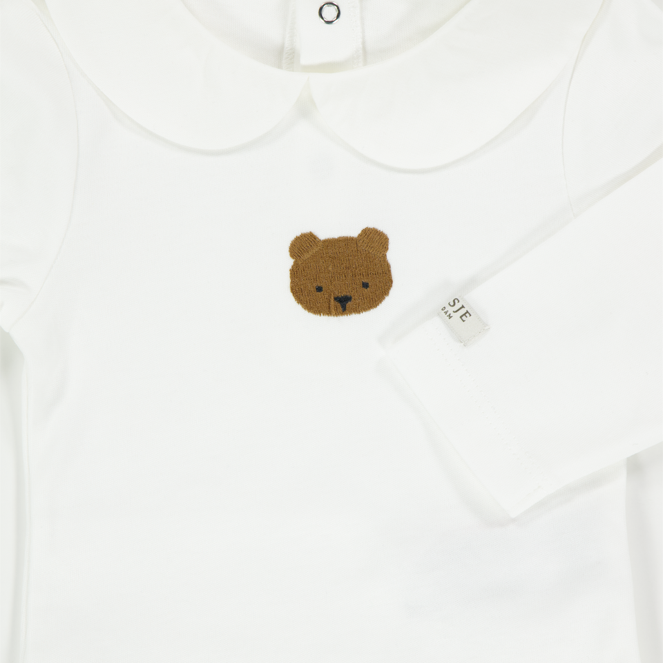 Donsje Amsterdam Bear Baby Unisexe Romper en blanc