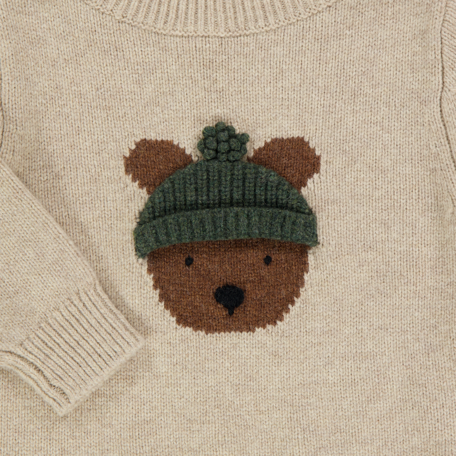 Donsje Amsterdam Bear Baby Garçons Pull Beige Clair