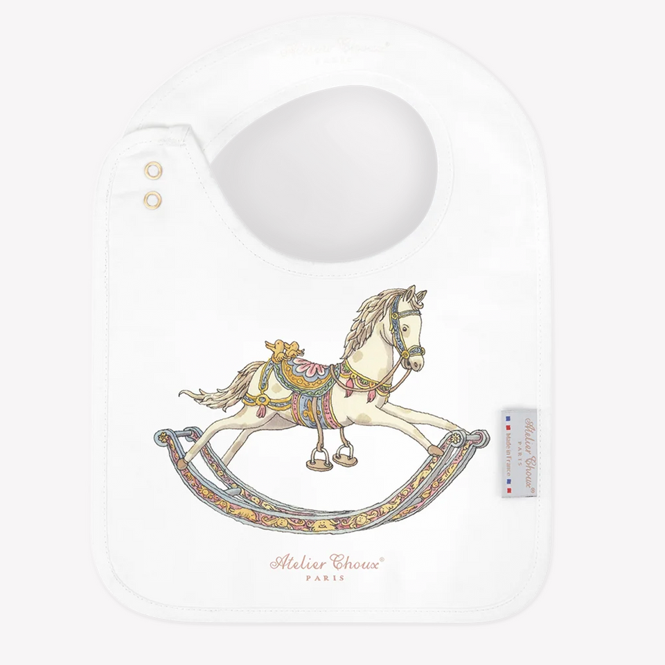 Atelier Choux Baby Bib Rocking Horse In White