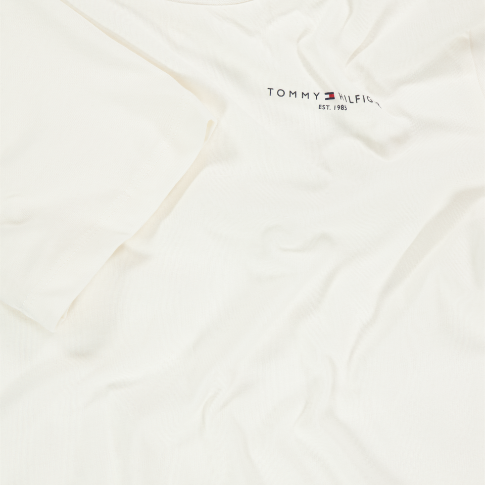 Tommy Hilfiger Niño Unisex Camiseta en Blanco Roto