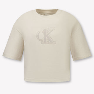 Calvin Klein Niños Chicas Camiseta adentro Blanco Roto