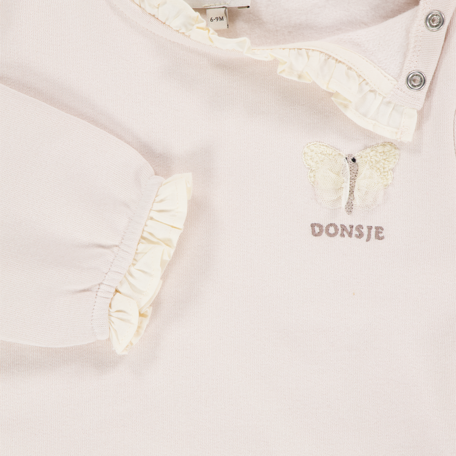 Donsje Amsterdam Bébé Filles Pull en Rose Léger
