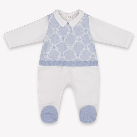 First Baby Boys Playsuit In Light Blue