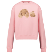 Palm Angels Sweater das meninas para crianças rosa claro