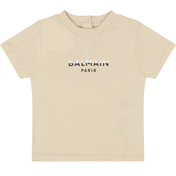 Balmain Baby Unissex T-Shirt Beige