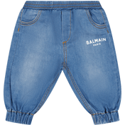 Jeans de jeans unissex do bebê Balmain