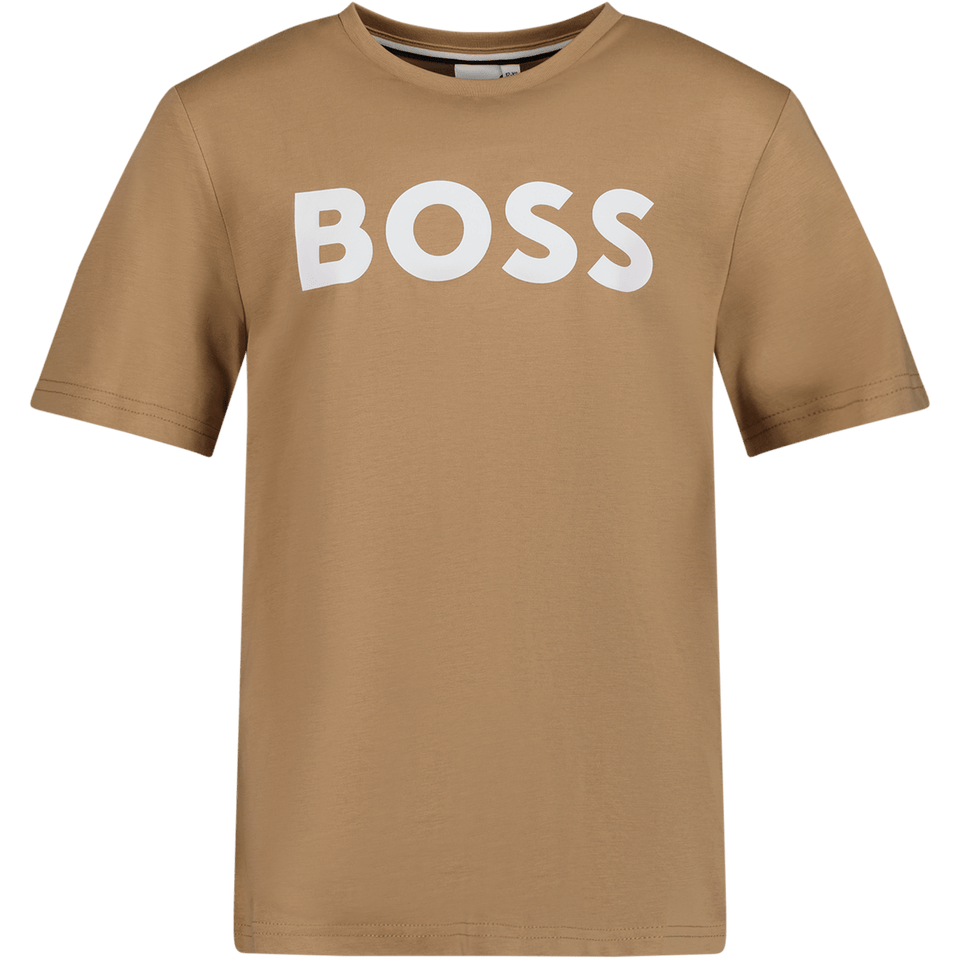 Boss Kinder Jongens T-Shirt Beige 4Y