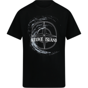 T-shirt de garotos infantis de Stone Island Black