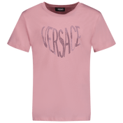 Versace Camiseta de chicas para niños de color rosa claro
