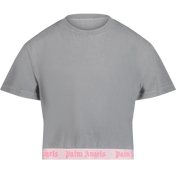 Palm Angels Children's Girls T-Shirt Dark Grey