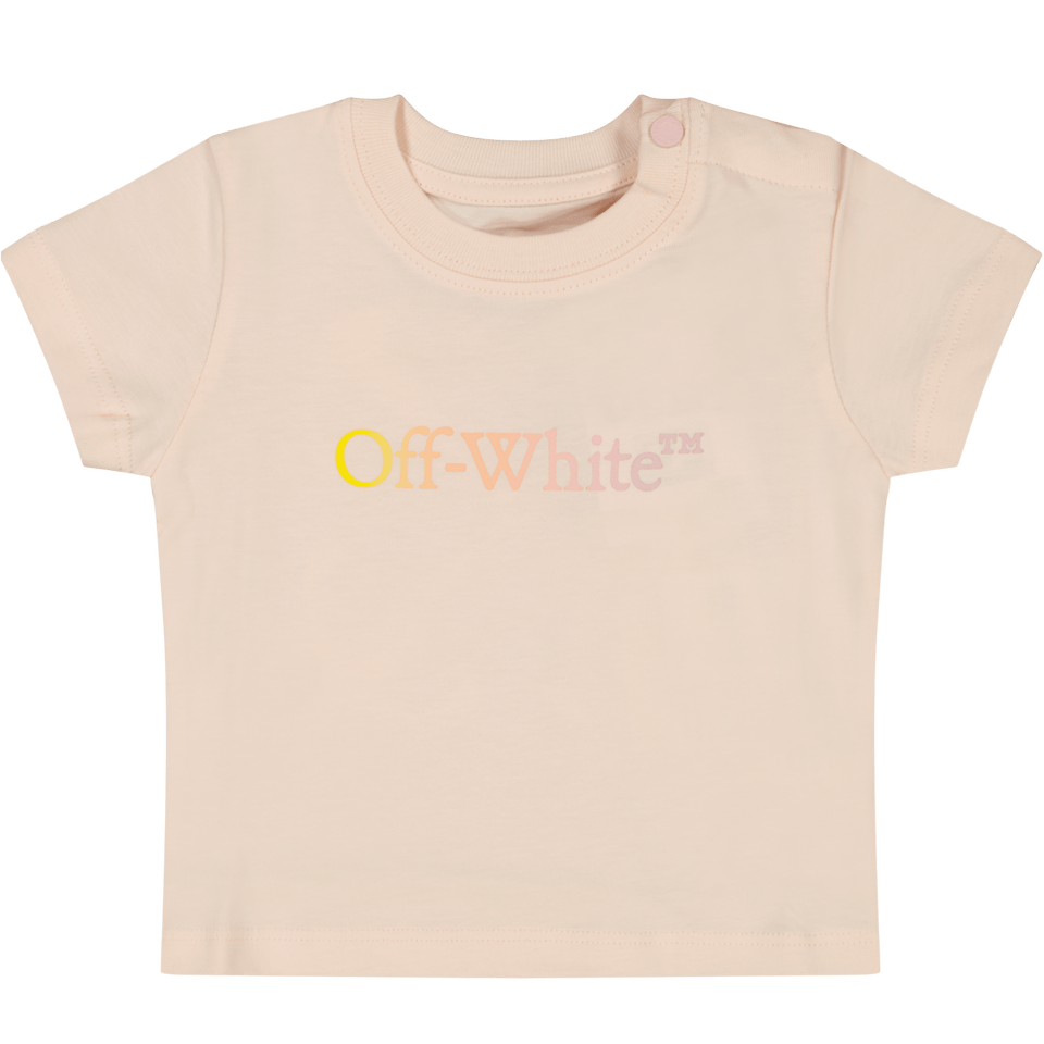 Off-White Baby Meisjes T-Shirt Roze 3/6