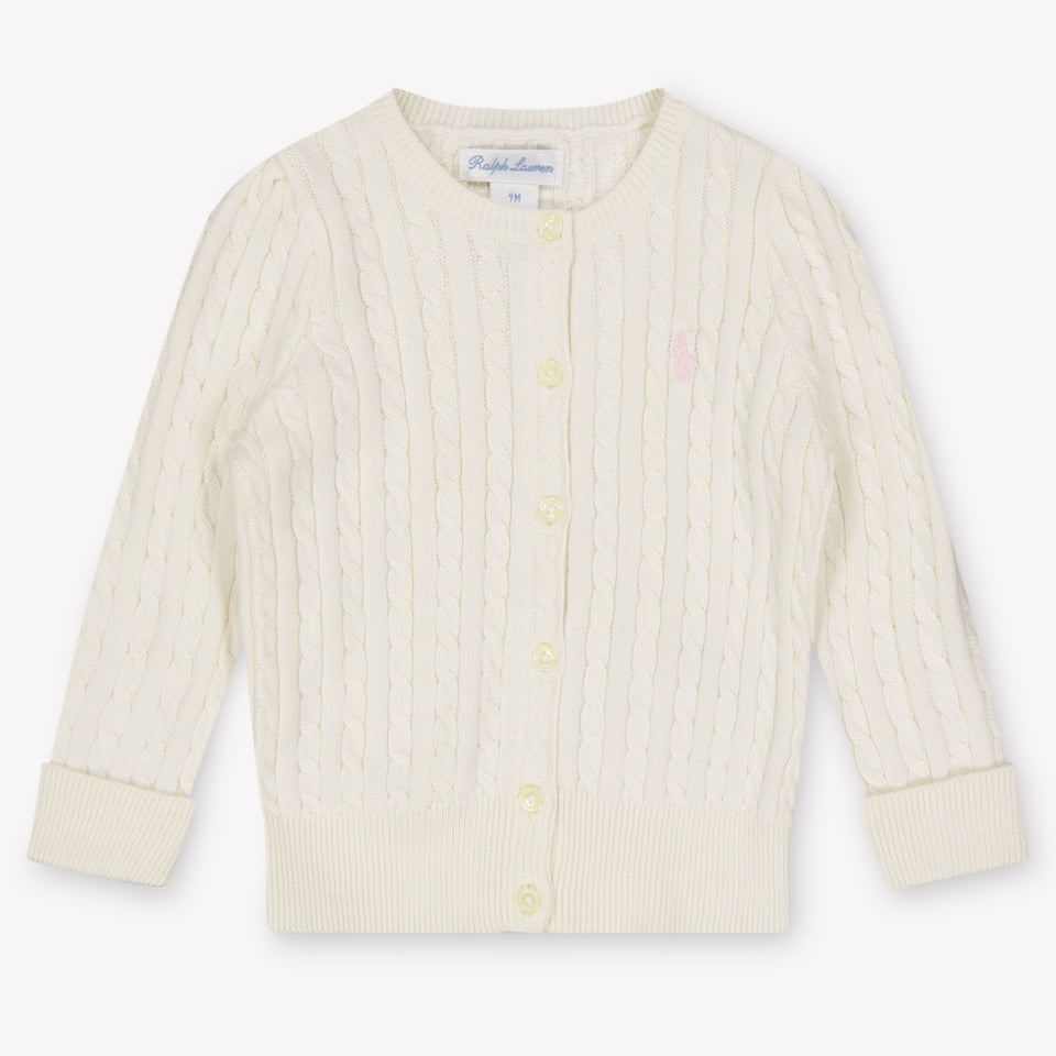 Ralph Lauren Bébé Filles Cardigan en blanc cassé