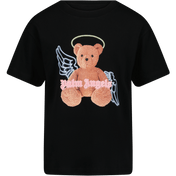 T-shirt de meninas infantis de Palm Angels preto