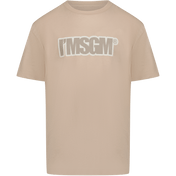 Camiseta infantil do MSGM bege