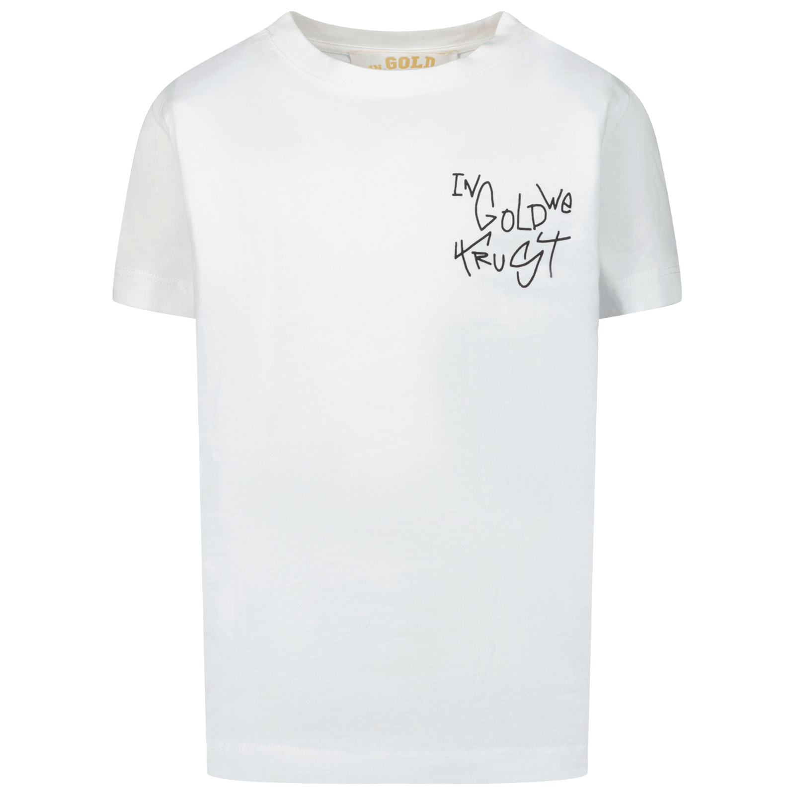 In Gold We Trust Kinder Unisex T-Shirt Wit 4Y