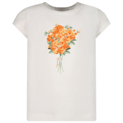 T-shirt de garotas infantis de Monnalisa Off White