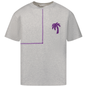 T-shirt de meninas infantis de Palm Angels cinza