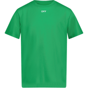 T-shirt de garotos infantis esbranquiçados verde