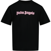 T-shirt per ragazze per bambini di Palm Angels Black