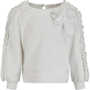 Sweater de garotas para crianças do Monennalisa Off White