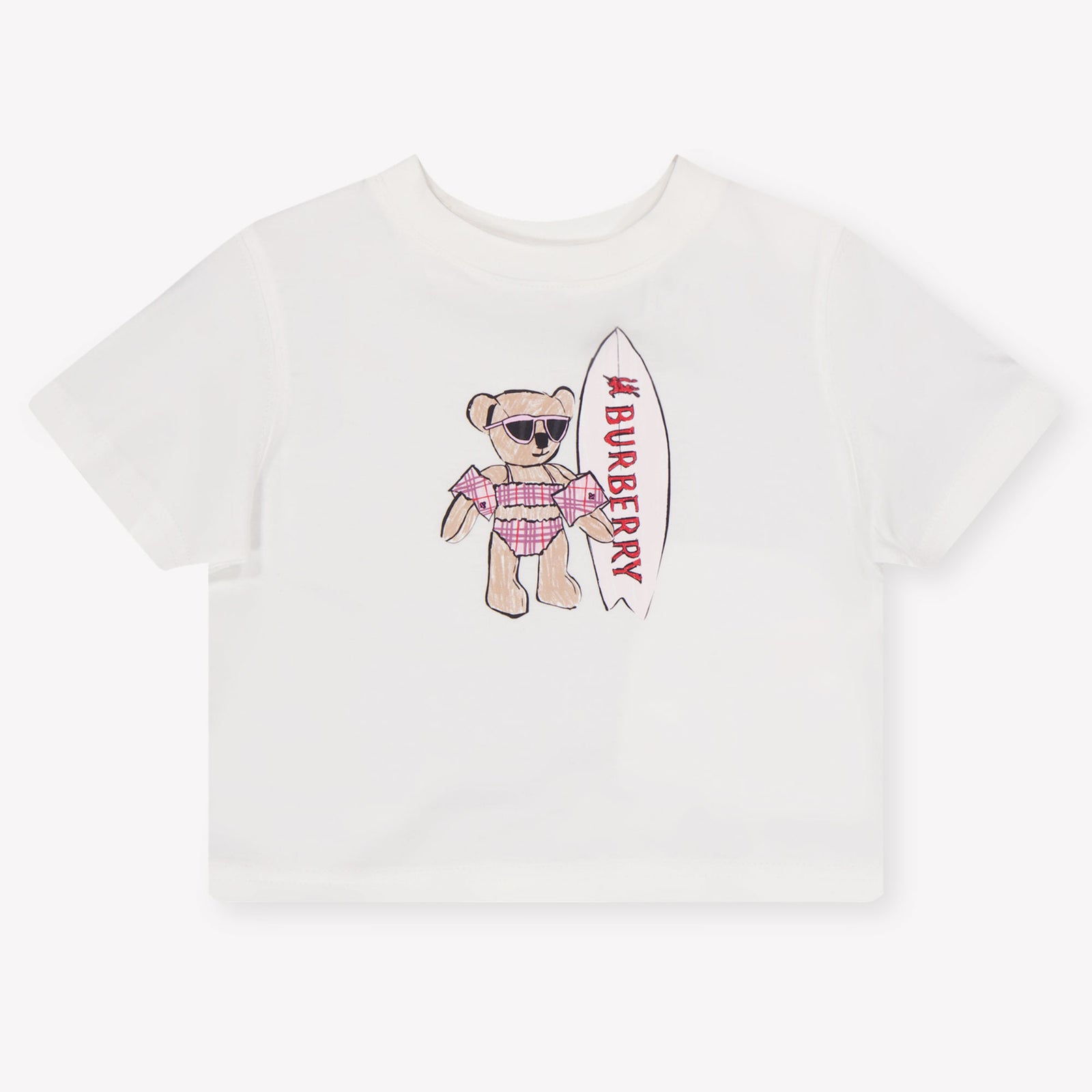 Burberry Zedern-Teddy-Baby Mädchen T-Shirt In Grauweiß