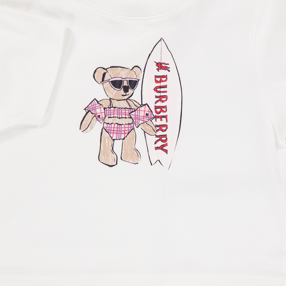 Burberry Cedro Teddy Baby Ragazze Maglietta dentro Off White